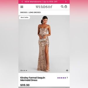 Windsor Women’s Gold Formal Maxi/Prom Dress (Medium)